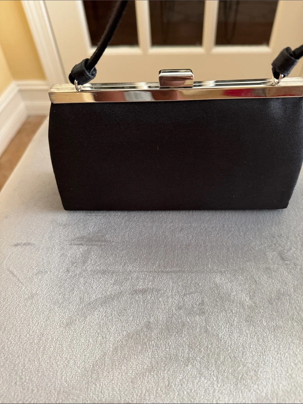 Classic Black Evening Handbag with Silver Frame